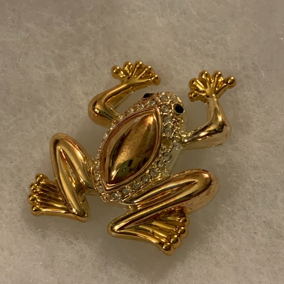 FROG BROOCH PIN BEST GOLD TONED VINTAGE - Picture 8 of 8